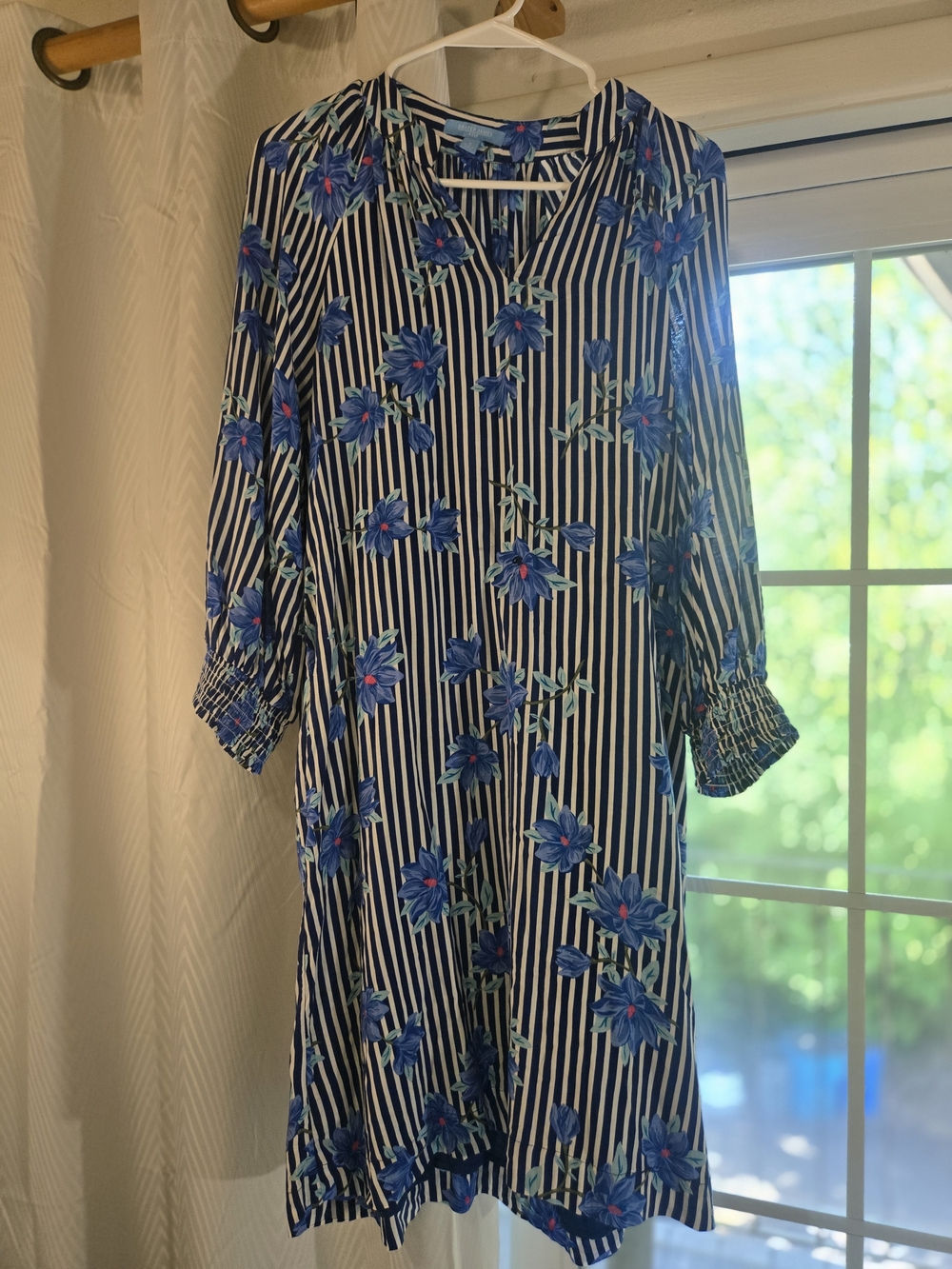 Draper James RSVP Navy & Cream Striped Floral Midi Dress S - Picture 3 of 12